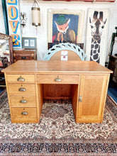 Load image into Gallery viewer, Vintage Oak Kneehole Desk