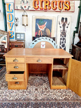 Load image into Gallery viewer, Vintage Oak Kneehole Desk