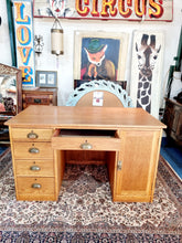 Load image into Gallery viewer, Vintage Oak Kneehole Desk