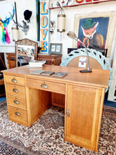 Load image into Gallery viewer, Vintage Oak Kneehole Desk
