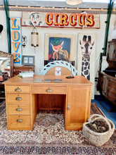 Load image into Gallery viewer, Vintage Oak Kneehole Desk