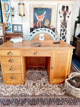 Load image into Gallery viewer, Vintage Oak Kneehole Desk
