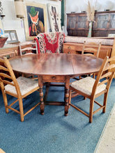 Load image into Gallery viewer, Solid Oak Antique Gateleg Dining Table With A Drawer