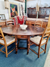 Load image into Gallery viewer, Solid Oak Antique Gateleg Dining Table In George III Style