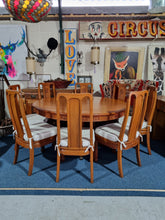Load image into Gallery viewer, Huge Round Dining Table & Eight Dining Chairs