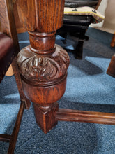 Load image into Gallery viewer, Solid Oak Jacobean Style Extending Dining Table & Six Leather Dining Chairs
