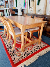 Load image into Gallery viewer, Solid Oak Dining Table & Four Dining Chairs