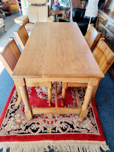 Load image into Gallery viewer, Solid Oak Dining Table & Four Dining Chairs