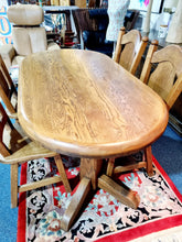 Load image into Gallery viewer, Solid Oak Refectory Dining Table & Four Chairs