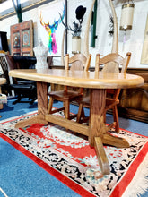 Load image into Gallery viewer, Solid Oak Refectory Dining Table & Four Chairs