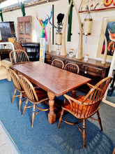 Load image into Gallery viewer, Antique Oak Refectory Dining Table & Six Stick Back Windsor Chairs