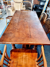 Load image into Gallery viewer, Antique Oak Refectory Dining Table & Six Stick Back Windsor Chairs