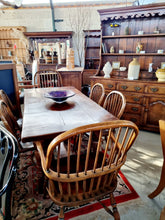 Load image into Gallery viewer, Antique Oak Refectory Dining Table & Six Stick Back Windsor Chairs