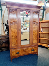 Load image into Gallery viewer, Victorian Mahogany & Walnut Double Wardrobe