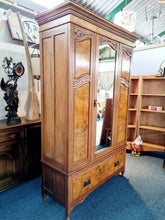 Load image into Gallery viewer, Victorian Mahogany & Walnut Double Wardrobe