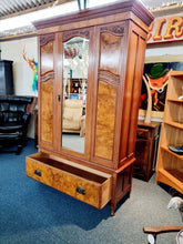 Load image into Gallery viewer, Victorian Mahogany & Walnut Double Wardrobe