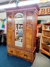 Load image into Gallery viewer, Victorian Mahogany & Walnut Double Wardrobe