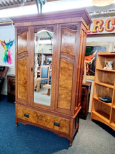 Load image into Gallery viewer, Victorian Mahogany & Walnut Double Wardrobe