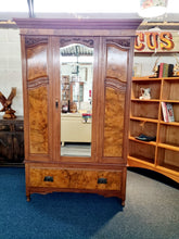 Load image into Gallery viewer, Victorian Mahogany & Walnut Double Wardrobe