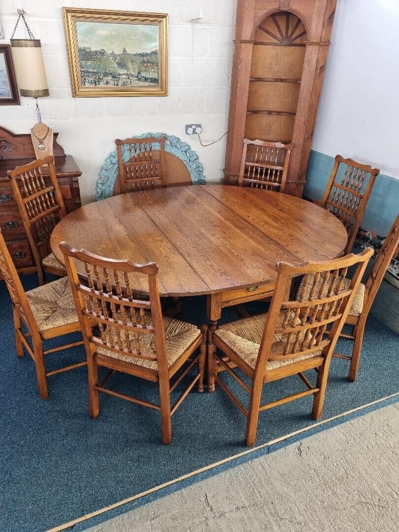 Oak Dining Table And Eight Lancashire Dining Chairs