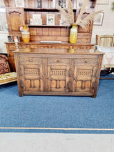 Load image into Gallery viewer, Antique 18th century style carved oak sideboard dresser base
