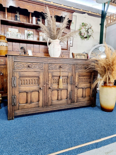 Antique 18th century style carved oak sideboard dresser base