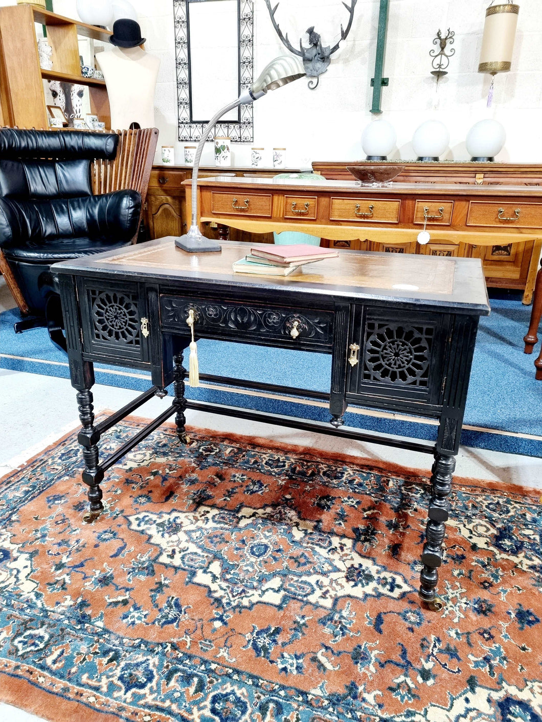 19th Century Ebonised Aesthetic Movement Writing Table In The Manner Of Gillows