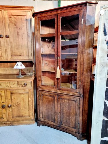 19th Century Oak Standing Corner Cupboard