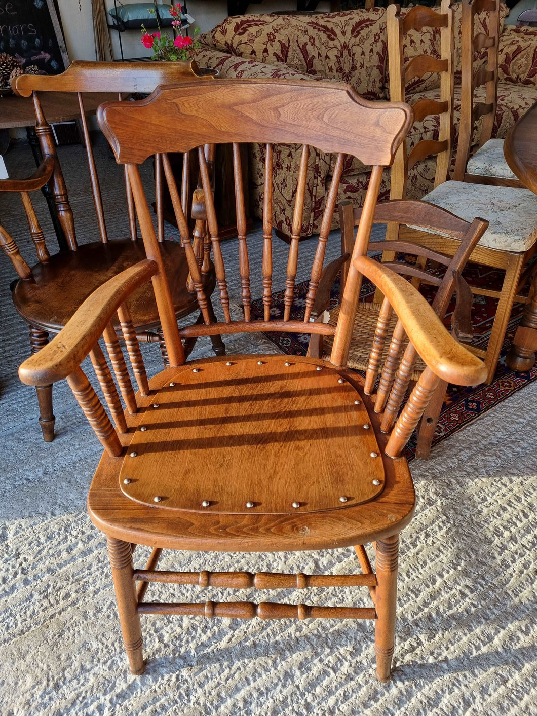 19th Century Oak Kitchen Carver Chair