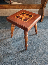 Load image into Gallery viewer, Vintage Small Inlaid Oak &amp; Mahogany Stool
