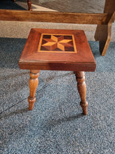 Load image into Gallery viewer, Vintage Small Inlaid Oak &amp; Mahogany Stool
