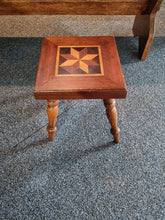 Load image into Gallery viewer, Vintage Small Inlaid Oak &amp; Mahogany Stool
