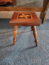 Load image into Gallery viewer, Vintage Small Inlaid Oak &amp; Mahogany Stool
