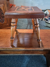 Load image into Gallery viewer, Vintage Small Inlaid Oak &amp; Mahogany Stool
