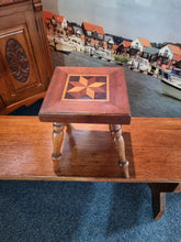 Load image into Gallery viewer, Vintage Small Inlaid Oak &amp; Mahogany Stool
