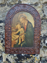 Load image into Gallery viewer, Vintage French Picture Of Madonna With Child On Wood
