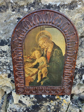 Load image into Gallery viewer, Vintage French Picture Of Madonna With Child On Wood
