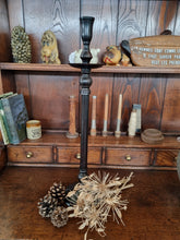 Load image into Gallery viewer, Tall black metal candlestick by Laura Ashley
