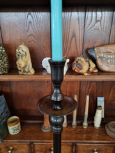 Load image into Gallery viewer, Tall black metal candlestick by Laura Ashley
