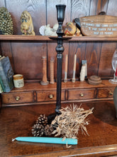 Load image into Gallery viewer, Tall black metal candlestick by Laura Ashley
