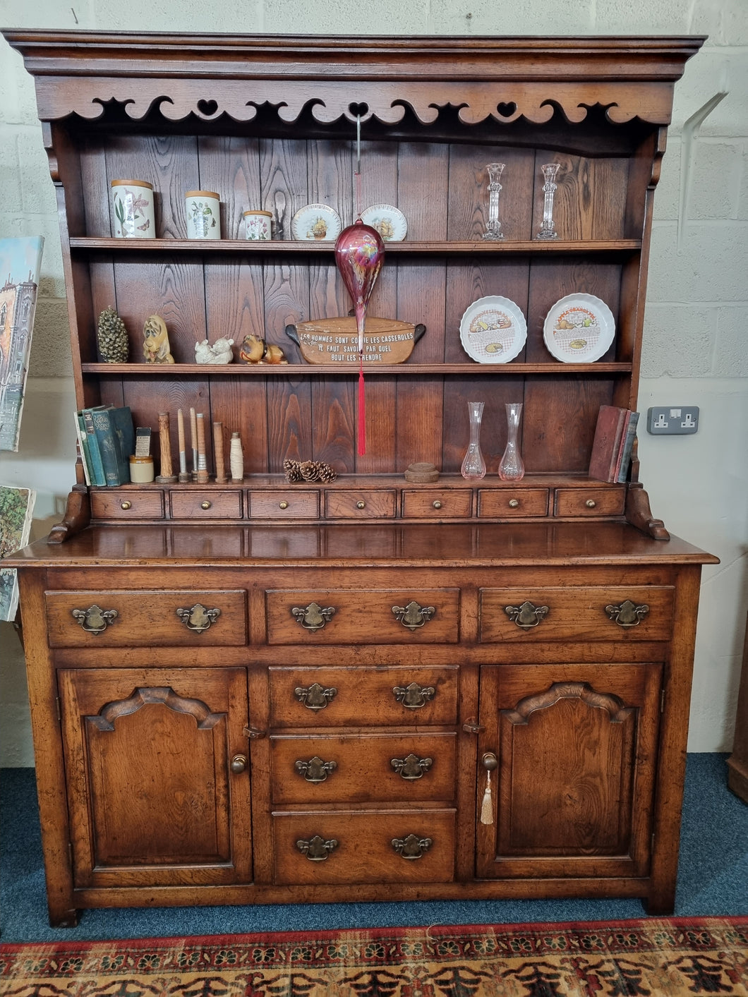 Antique Oak Farmhouse Dresser Shelf Sideboard