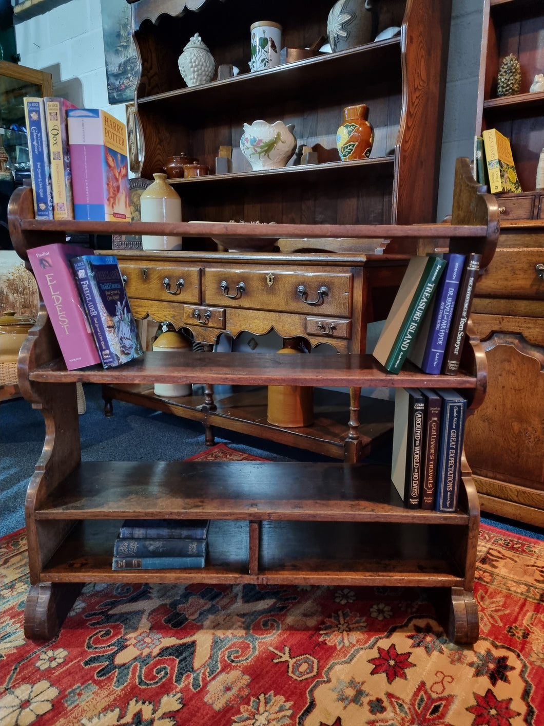 Antique 19th Century Oak Open Bookcase