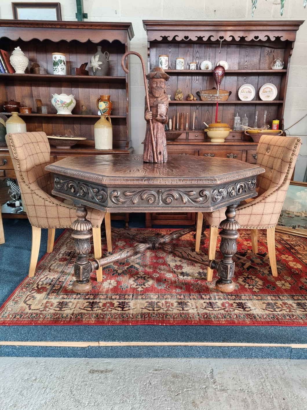 Early 20thC Oak And Octagonal Library Table