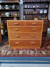 Load image into Gallery viewer, Mid Century Light Oak Air Ministry Chest of Five Drawers
