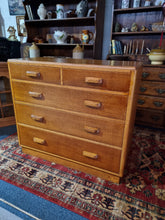 Load image into Gallery viewer, Mid Century Light Oak Air Ministry Chest of Five Drawers
