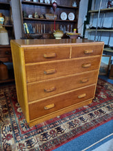 Load image into Gallery viewer, Mid Century Light Oak Air Ministry Chest of Five Drawers
