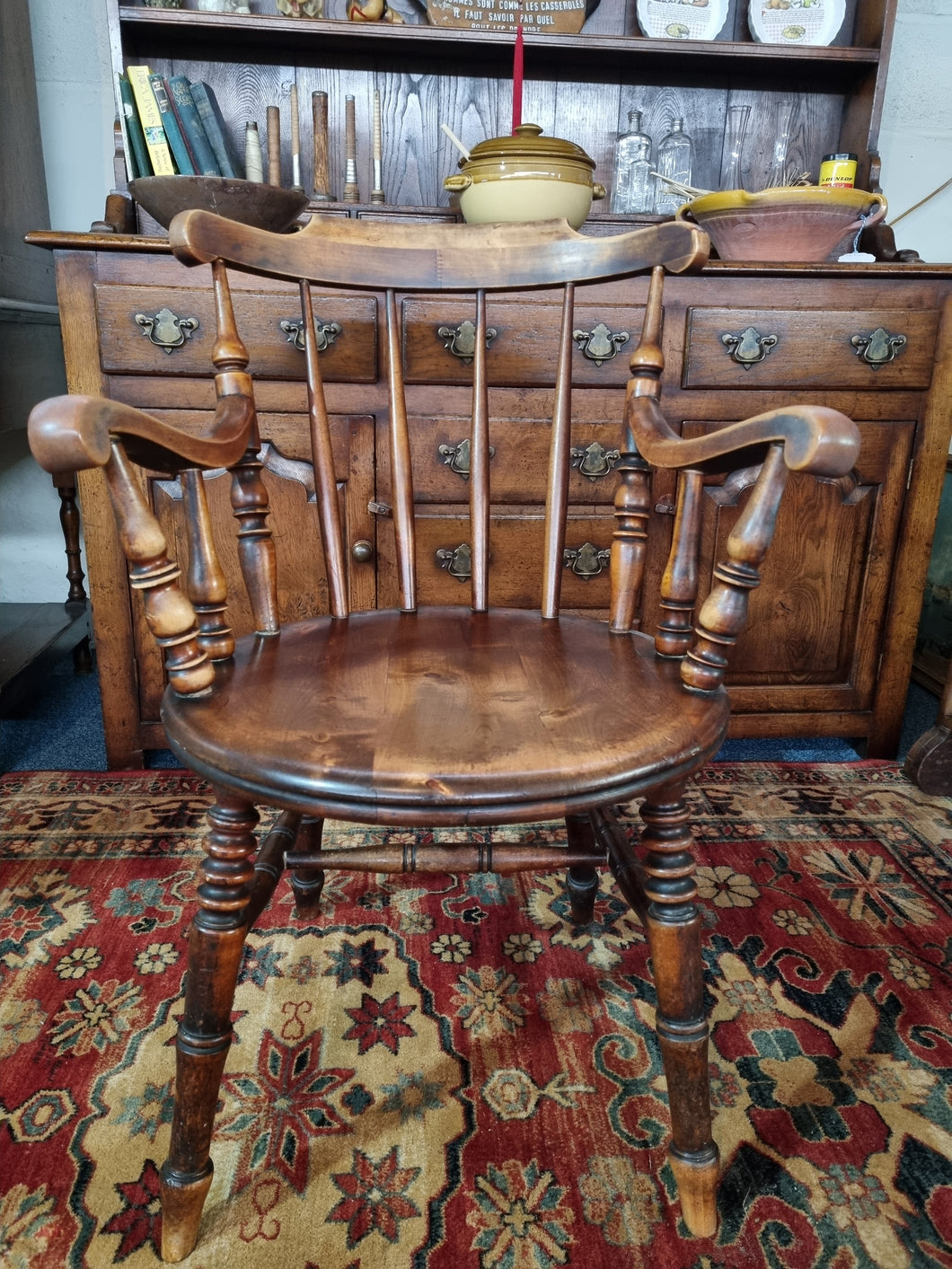 Victorian Oak and Beech Elbow Chair