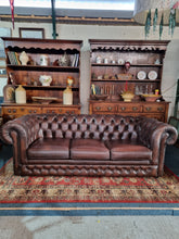 Load image into Gallery viewer, Thomas Lloyd Leather Three Seater Chesterfield Sofa Antique Brown
