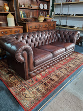 Load image into Gallery viewer, Thomas Lloyd Leather Three Seater Chesterfield Sofa Antique Brown
