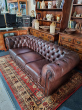 Load image into Gallery viewer, Thomas Lloyd Leather Three Seater Chesterfield Sofa Antique Brown
